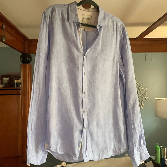 Men’s French Blue 100% Linen - Picture 1 of 5